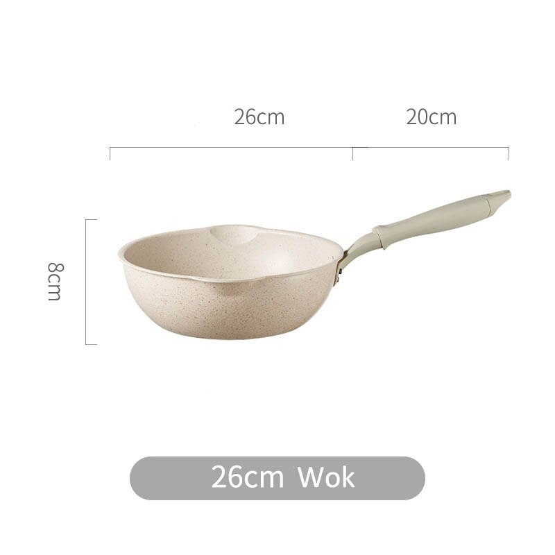 Dikke Bodem Maifan Stone Wok Non-stick Pannen Koekenpan Met Deksel Huishoudelijke Wok Koken Inductie Fornuis Gebruiksvoorwerpen Voor keuken: 26cm wok