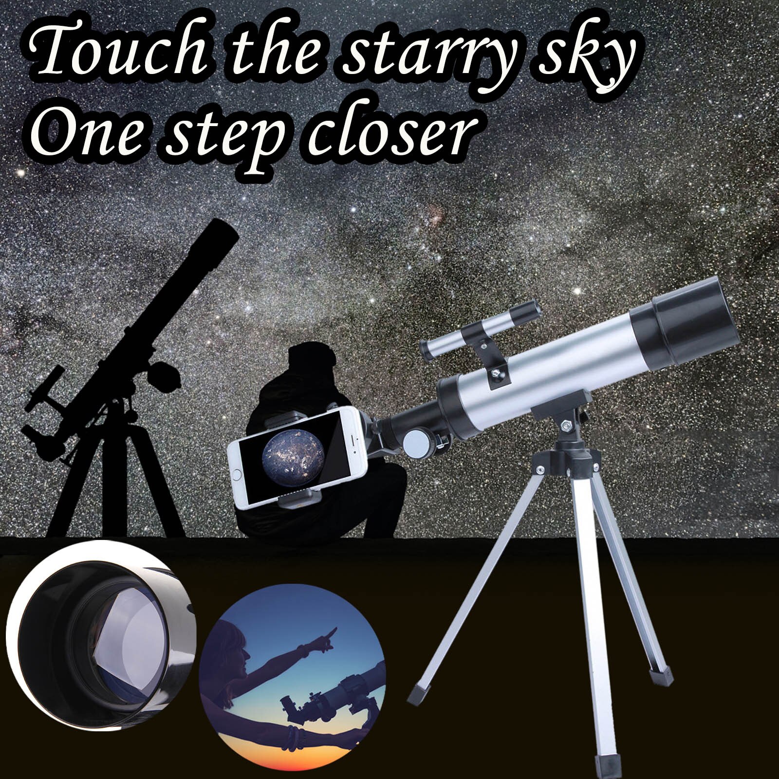 Télescope astronomique Avec UN Chercheur Miroir Pour Observer Les Étoiles Monoculaires De Réfraction L'espace Lune Regarder Astronomique Extérieure d1