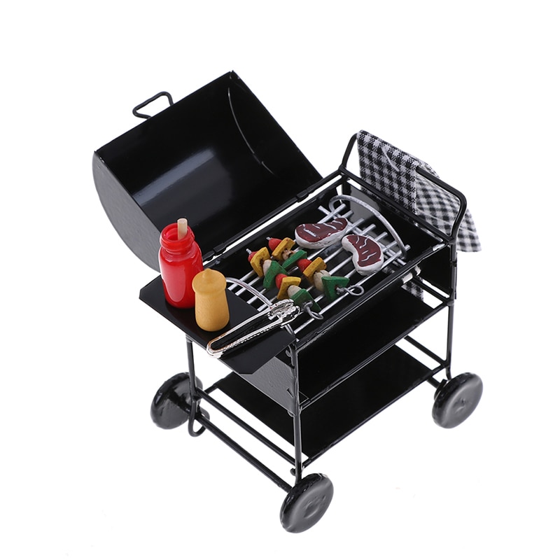 1einstellen Mini Nette BBQ Lebensmittel Grill Miniatur Ornamente Für 1/12 Skala Puppe haus Gerät Küche Lebensmittel Möbel Für Puppenhaus freundlicher Spielzeug