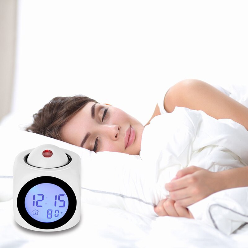 Alarm Clock LED Wall Ceiling Projection LCD Digital Voices Talking Temperature Meter Smart Clock J2Y