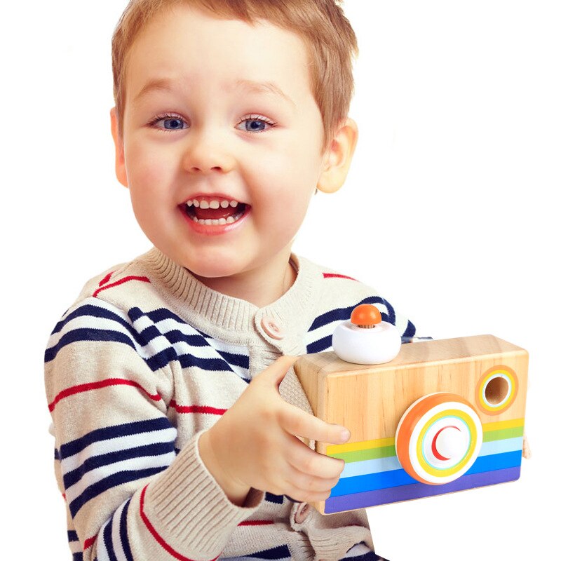Houten Speelgoed Klassieke Cartoon Camera Caleidoscoop Multi-Prisma Verscheidenheid Kinderen Leuk Speelgoed Magie Onderwijs Kids Baby