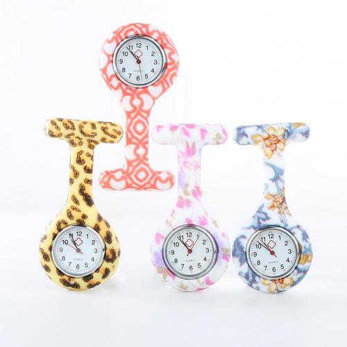 Reloj de enfermera con esfera redonda, reloj con números arábigos, de silicona, galvanoplastia, , broche de enfermera para Hospital: 1