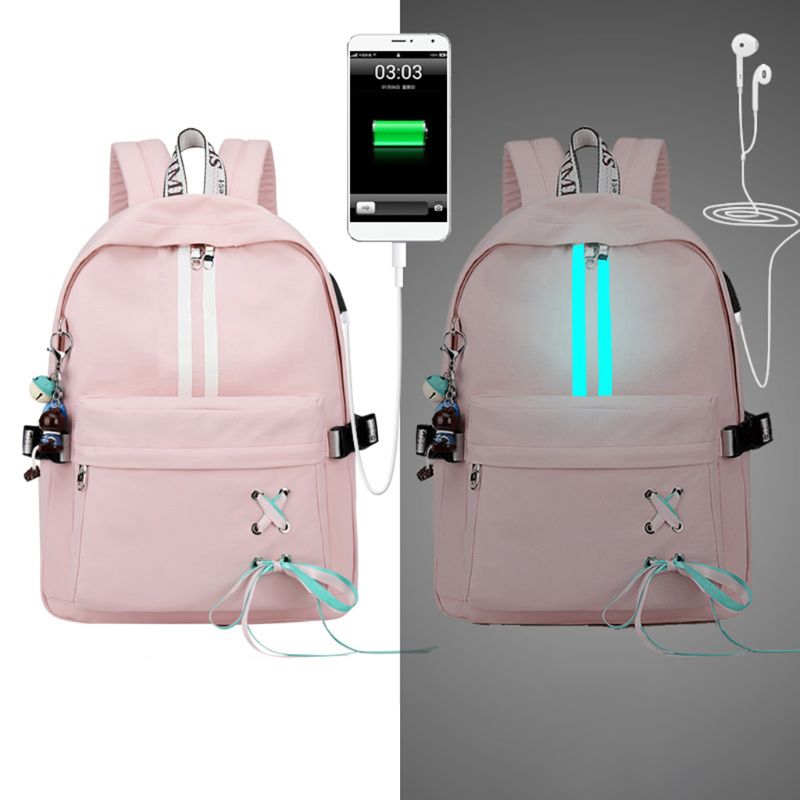 Anti-vol femmes réfléchissantes sac à dos USB Charge écouteurs trou sacs d'école filles voyage sacoche pour ordinateur portable sacs à main