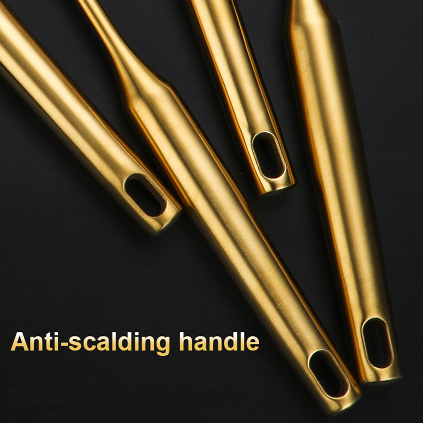 Luxury Golden Stainless Steel Kitchenware Cooking Tools With Storage Rack Kitchen Utensils Set Non-stick Cookware Spatula Spoon