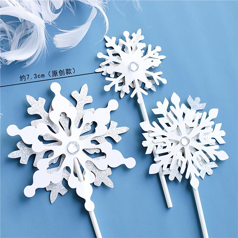 yarn Christmas Tree Elk Snowflake Cake Topper for Birthday Party Decor Star Baking Supplies Dessert: 3pc set C
