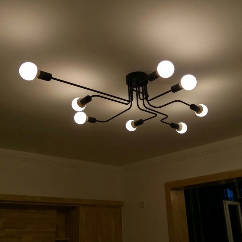 LED Pendant Lights Modern Pendant Lamps Hanging Vintage Multiple Rod Wrought Iron Lighting Ceilin Fixtures E27 Bulb Living Room