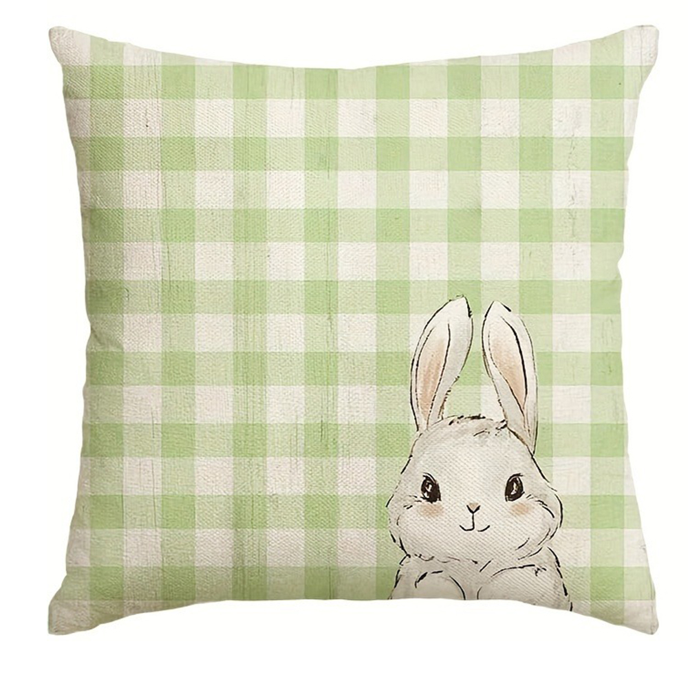 Funda de almohada decorativa de Pascua feliz, funda de cojín para sofá con de flores y entramado de conejo de primavera, decoración para la habitación del hogar: 470*1200 mm / Rojo