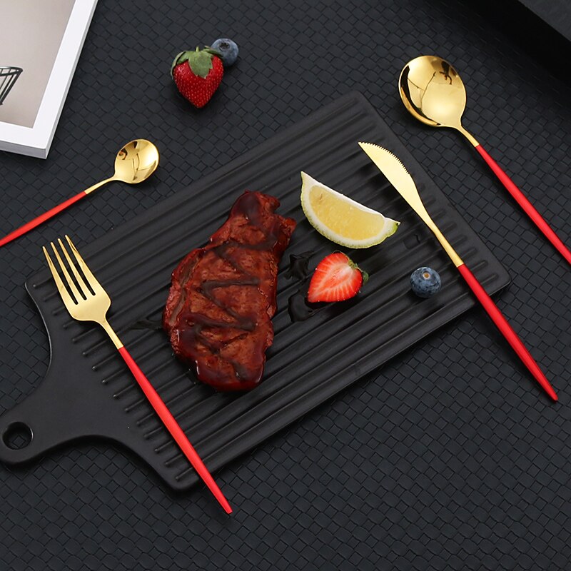 24pcs Gold Dinnerware Set Stainless Steel Tableware Set Knife Fork Spoon Silverware Set Safe Cutlery Set kitchen accessories