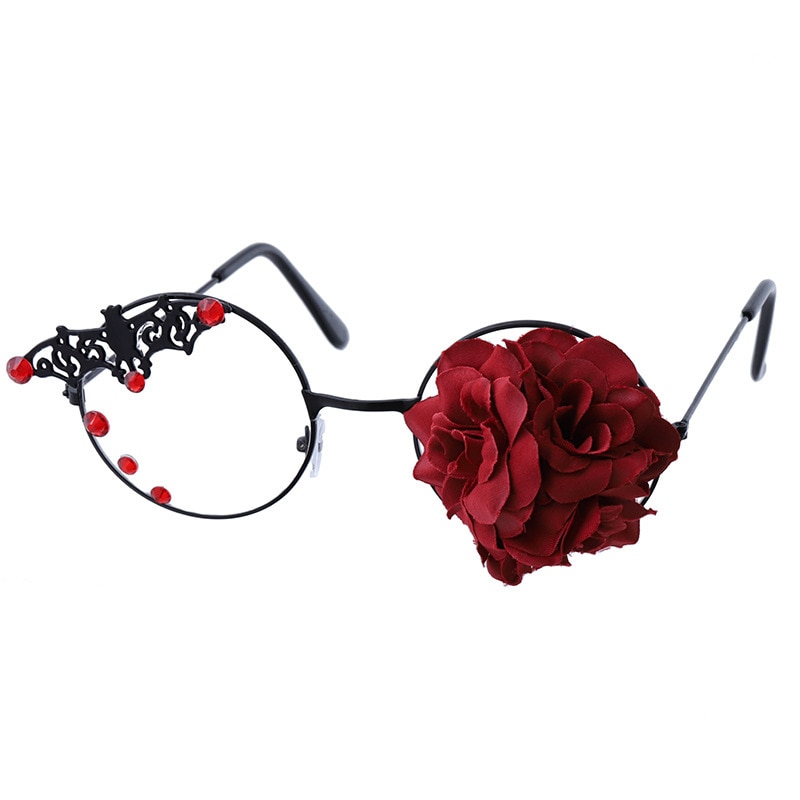 Retro bat rose briller ramme briller mørk damp punk gotisk håndlavede briller kvinder klart vintage rundt glas oculos de gafas