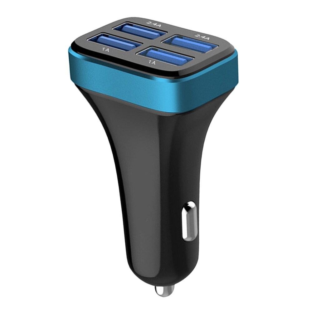 1 Pc 2.4A 4 Usb Poorten Socket Multi Functie Auto Telefoon Oplader (Zwart En Zilver): As Shown 2