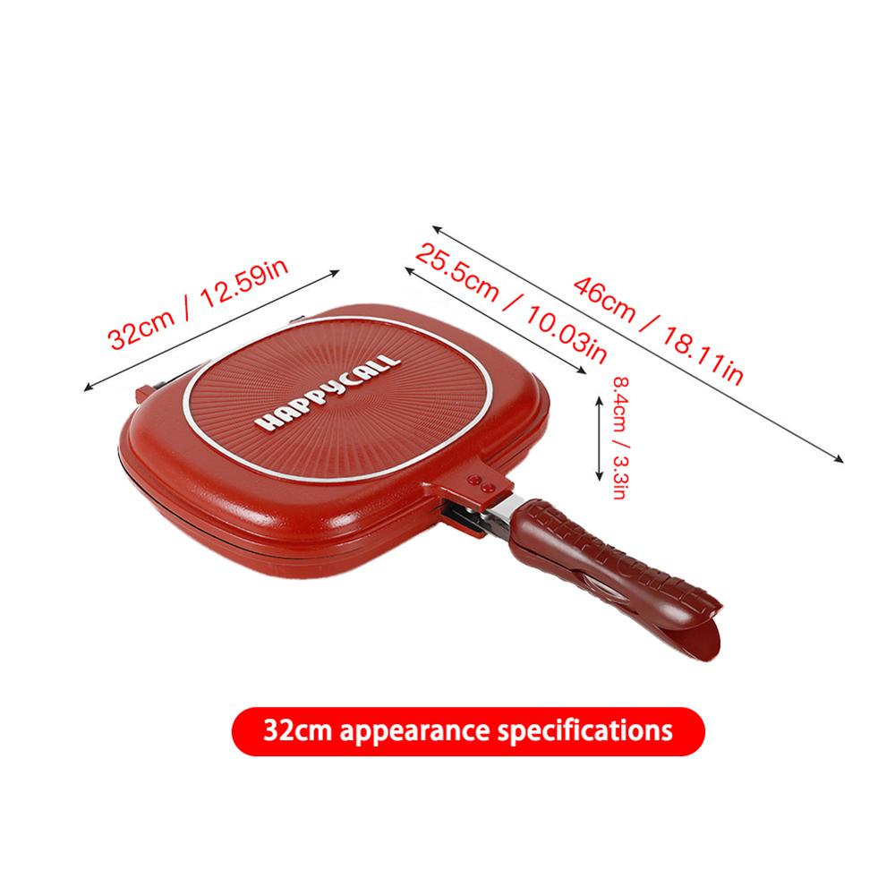 32CM/28CM Double Side Grill Frying Pan Non-Stick Barbecue Cooking Tool Home DIY Grill Pan Pancake Pan Rectangular Pancake Maker