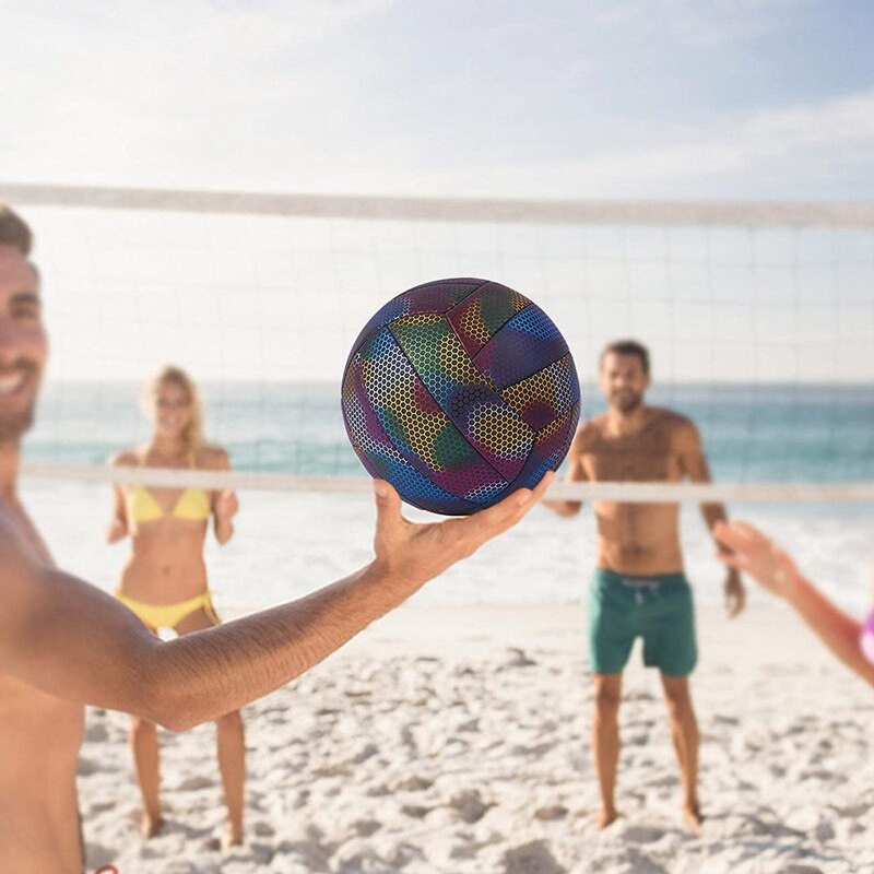 Holografisch leuchtender, reflektierender volleyball, leuchtender volleyball, nachtspiel-volleyball für kinder und erwachsene