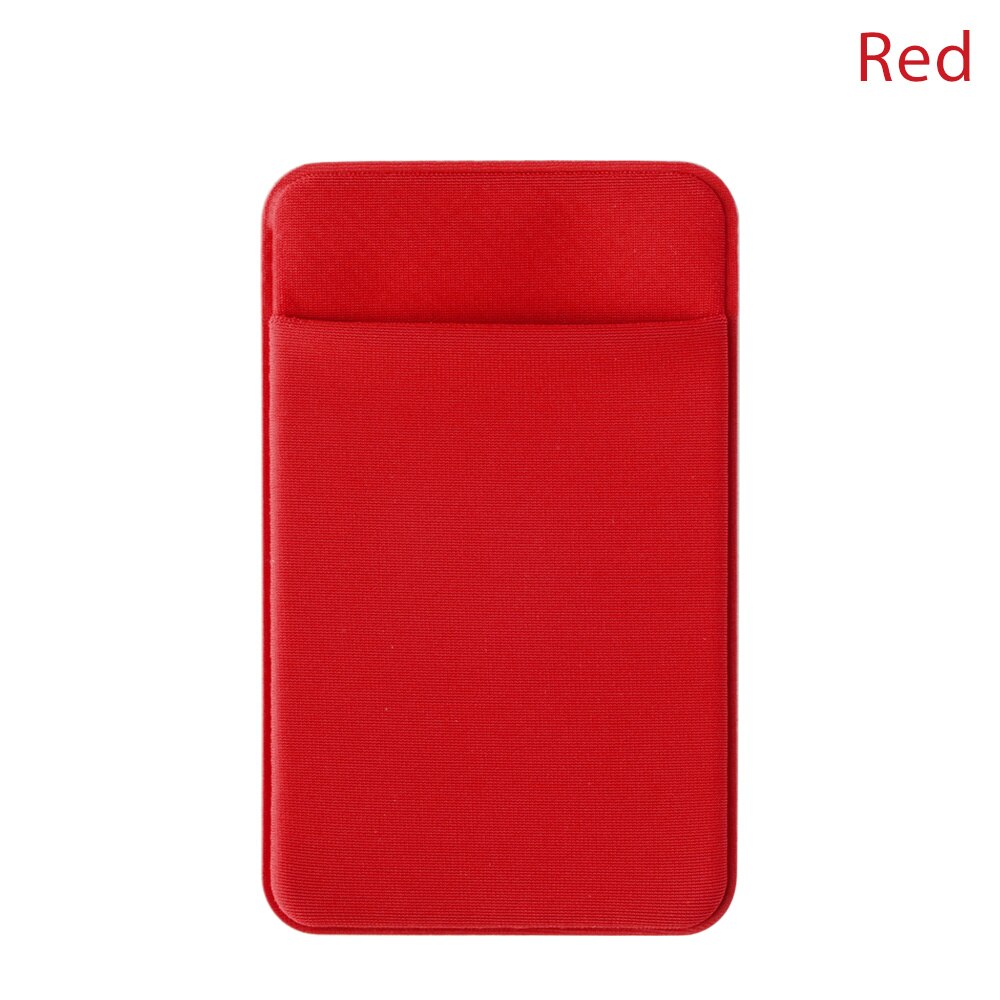 1PC Unisex Elastic Mobile Phone Wallet Cell Phone Card Holder Case Adhesive Sticker Pocket Credit ID Card Holder: red