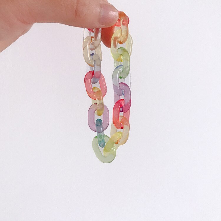 Funny Rainbow Colorful Chain Transparent Acrylic Bracelet For Women Men Bisexuals Geometric Couple Bracelet Gay Jewelry