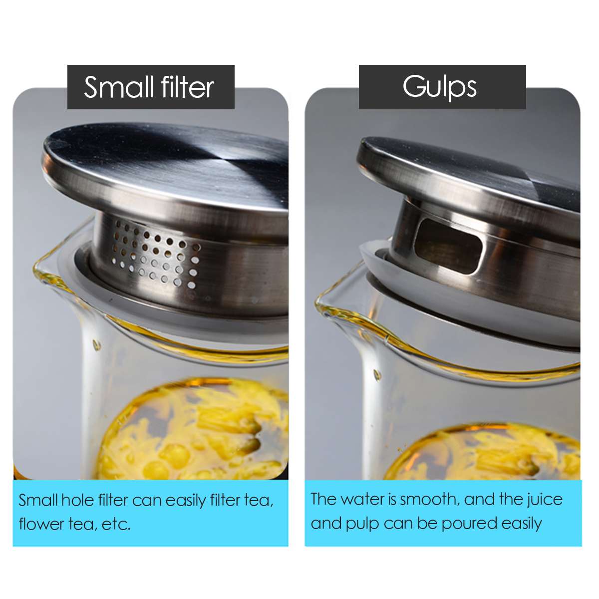 Jarra de cristal transparente para té, tetera resistente al calor, garrafa grande de té transparente, juego de té de flores, hervidor de agua para cocina, Offici, 1500ml