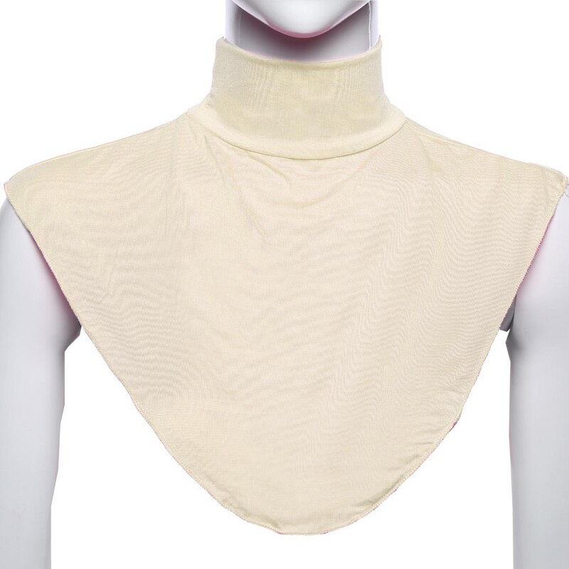 Women Turtleneck Dickey Muslim Modal Detachable Half Top Solid Color False Collar Islamic Hijab Extension Neck Cover: Beige