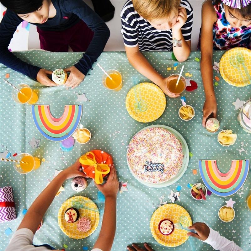 12Pcs Chic Rainbow Shaped Party Plates Disposable Paper Plates Banquet Party Dinners Parties Decorations Party Supplies
