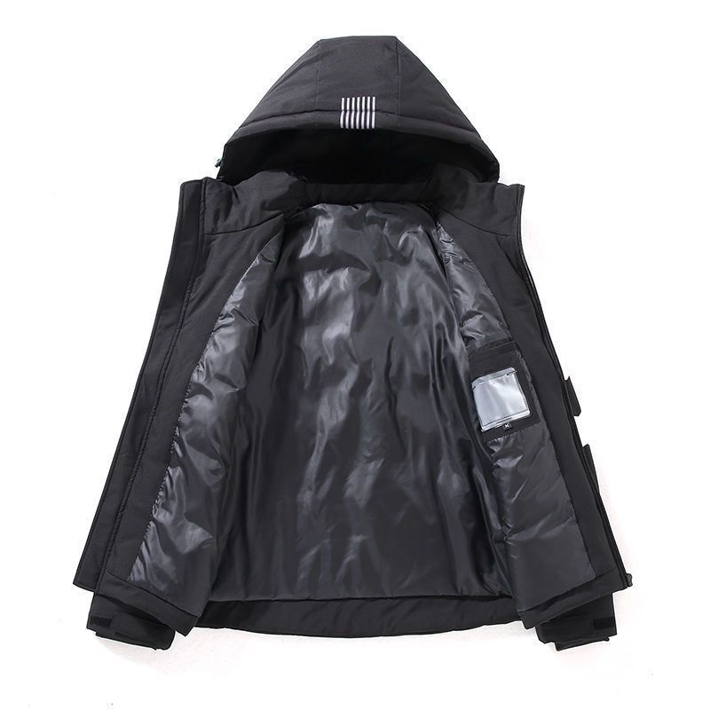 Veste parka en duvet de canard blanc pour homme, manteau épais et à capuche, coupe-vent, manteau de neige