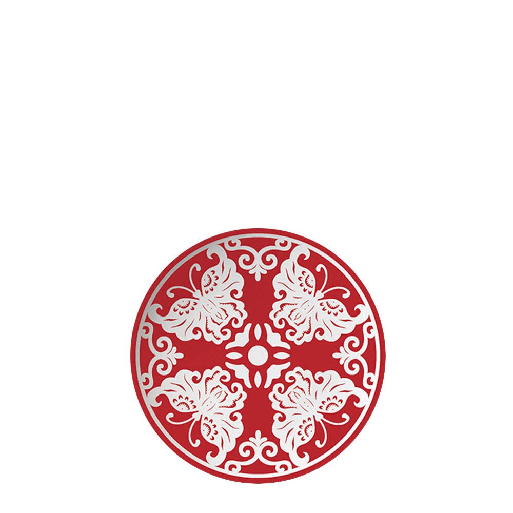 Chinese style red paper-cut pattern bone china tableware round plate set wedding festive dinner plate: 16.5cm