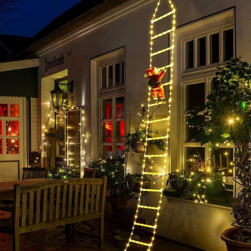 LED Weihnachtsdekorationen Feenlampe LED Leiterlampe mit Klettern Weihnachtsmann Zuhause draussen Weihnachtslicht Neujahr Ornamente s