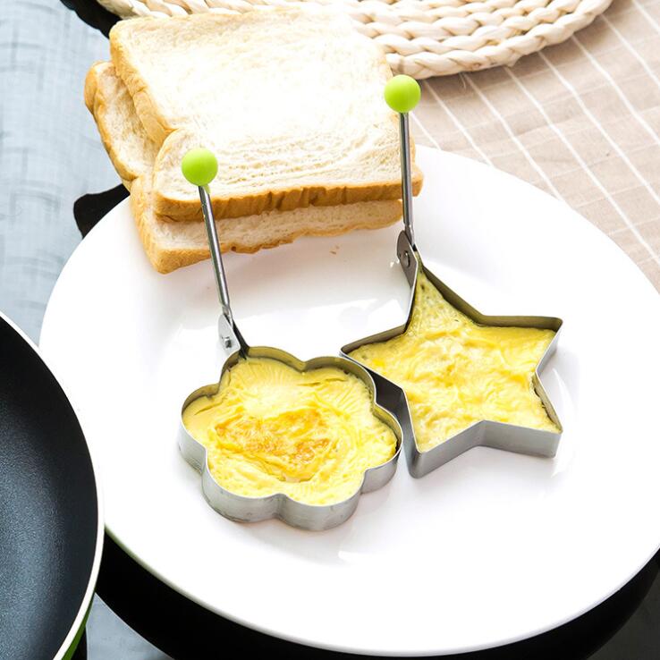 1 pieza barbacoa estrella del corazón huevo Pan torta Mini olla frita cocina utensilios de cocina inoxidable gadget titular Acero inoxidable molde para panqueques