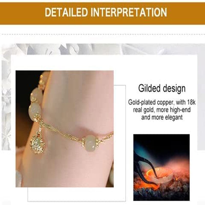 Natural Jade Bell Bracelet For Women Girls Jewelry Mother&#39;s Day Jade-Inlaid Craft Bell Bracelet Wrist Ladies Wear Jewelry