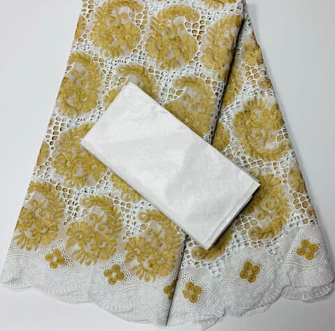 africain Bazin Riche Brode tissu avec Voile de coton suisse dentelle tissu 2.5 + 2.5 yard/set guinée brocart dentelle tissu YA379: AS PIC5