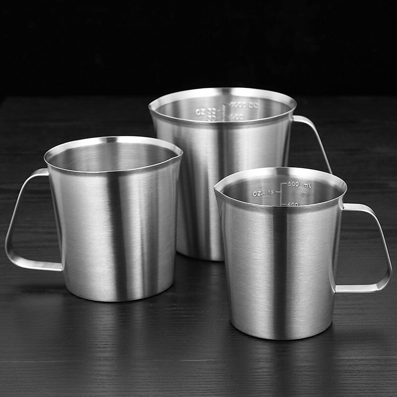 Thickened Stainless Steel Measuring Cup W/Scale Graduated/Baking/Liquid/Milk Coffee Bar Kitchen Practical Measuring Milk Tea Cup