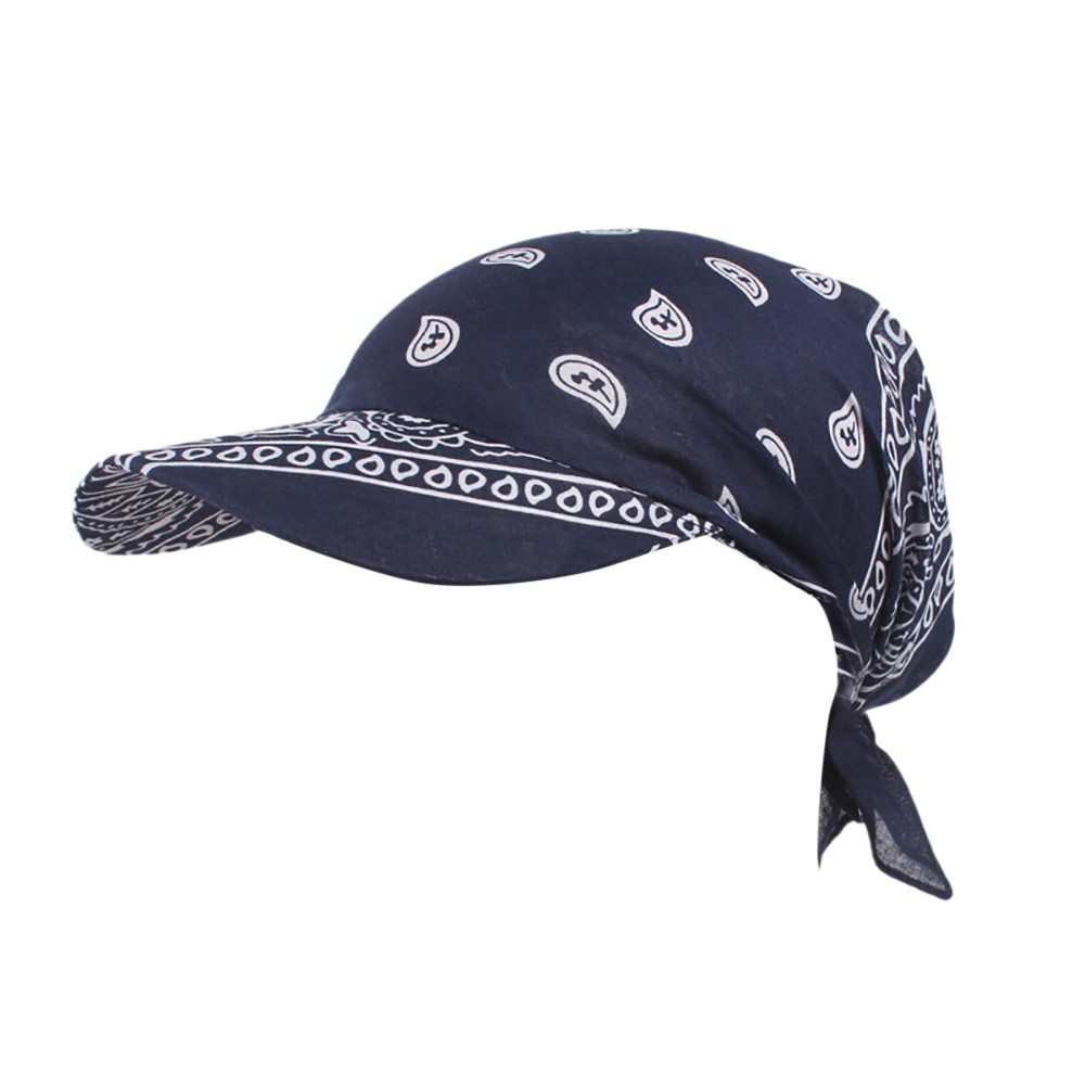 Kvinder indien muslimsk retro kasket blomstret bomuldshåndklæde kasket skygge turban sommer solhatte baseball hat wrap til kvinder  #40: Flåde