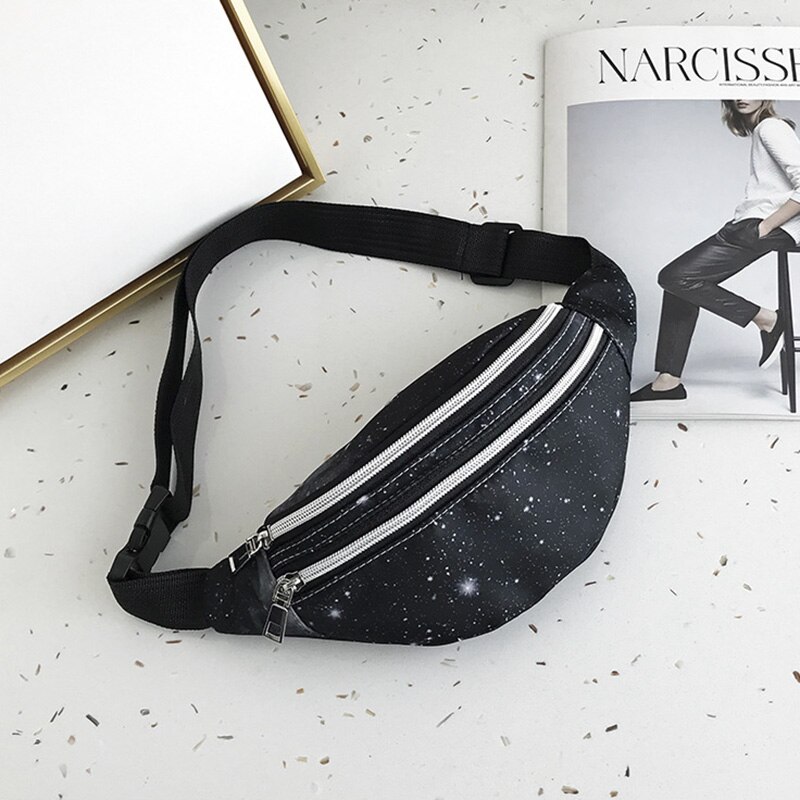 Riñonera tipo bandolera con de plátano para hombre y mujer, bolso para la cadera, bolsillo para teléfono, para Festival,: Black-Star