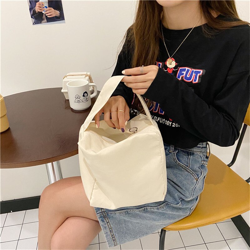 Women's Student Versatile Lightweight School Bags Large Capacity Tote Bag Shoulder Bag Shopping Bag