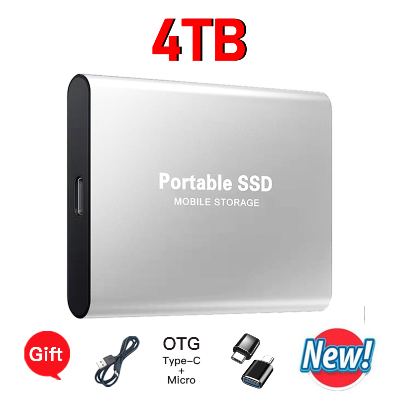 Mini-Festplatte 1 TB Neue 2 TB tragbare SSD hoch-Geschwindigkeit ​ ​ Externe externe USB 3.1 Typ-C-Festplatte für Laptops/MACs/Desktops: Silber / bündeln 1