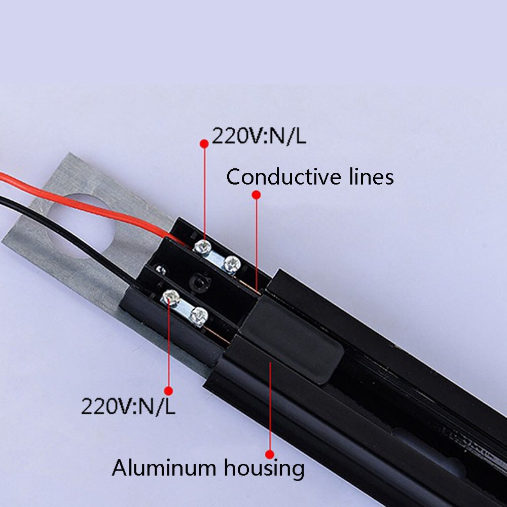 Iluminación de pista 1 m conectores de carril de pista de aluminio 1 metro accesorio de carril de luz de pista 2 cables de carril de aluminio de las luces de la pista