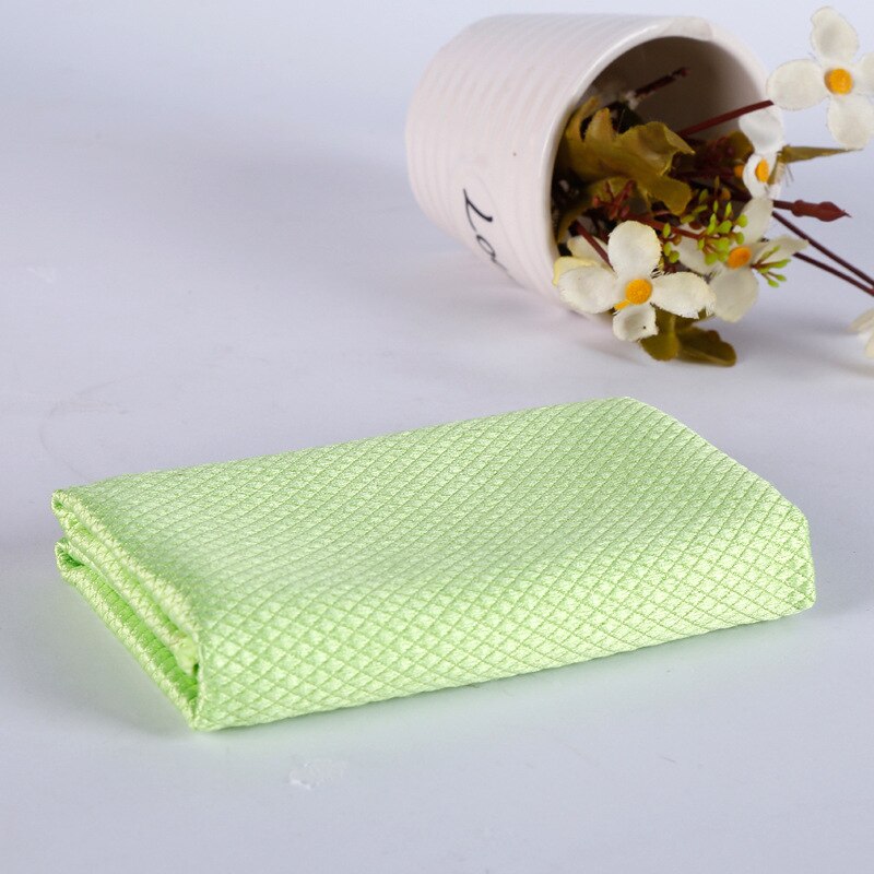 Blødt mikrofiber rengøringshåndklæde absorberbart glas køkkenrengøringsservietter servietter bordvindue bil fade håndklæde klud husholdning: Lysegrøn
