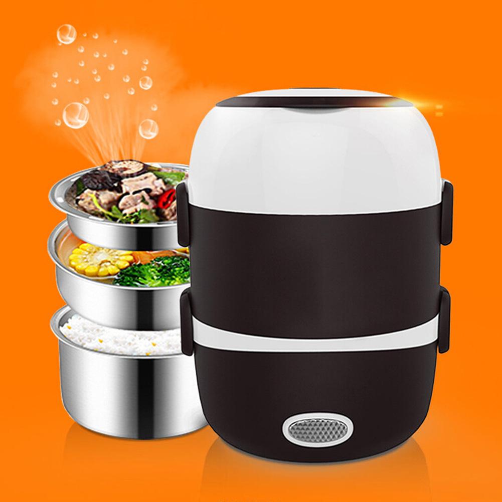 Mini Electric Rice Cooker Stainless Steel 2/3 Layers Steamer Portable Meal Thermal Heating Lunch Box Food Container Warmer