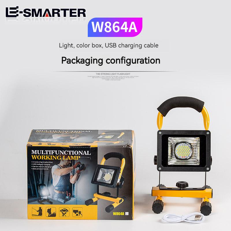 LED Floodlight Strong Search Site Mobile Work Mine Light With Electric Display Buit-in Battery Power Bank Outdoor Lawn Light: Blue