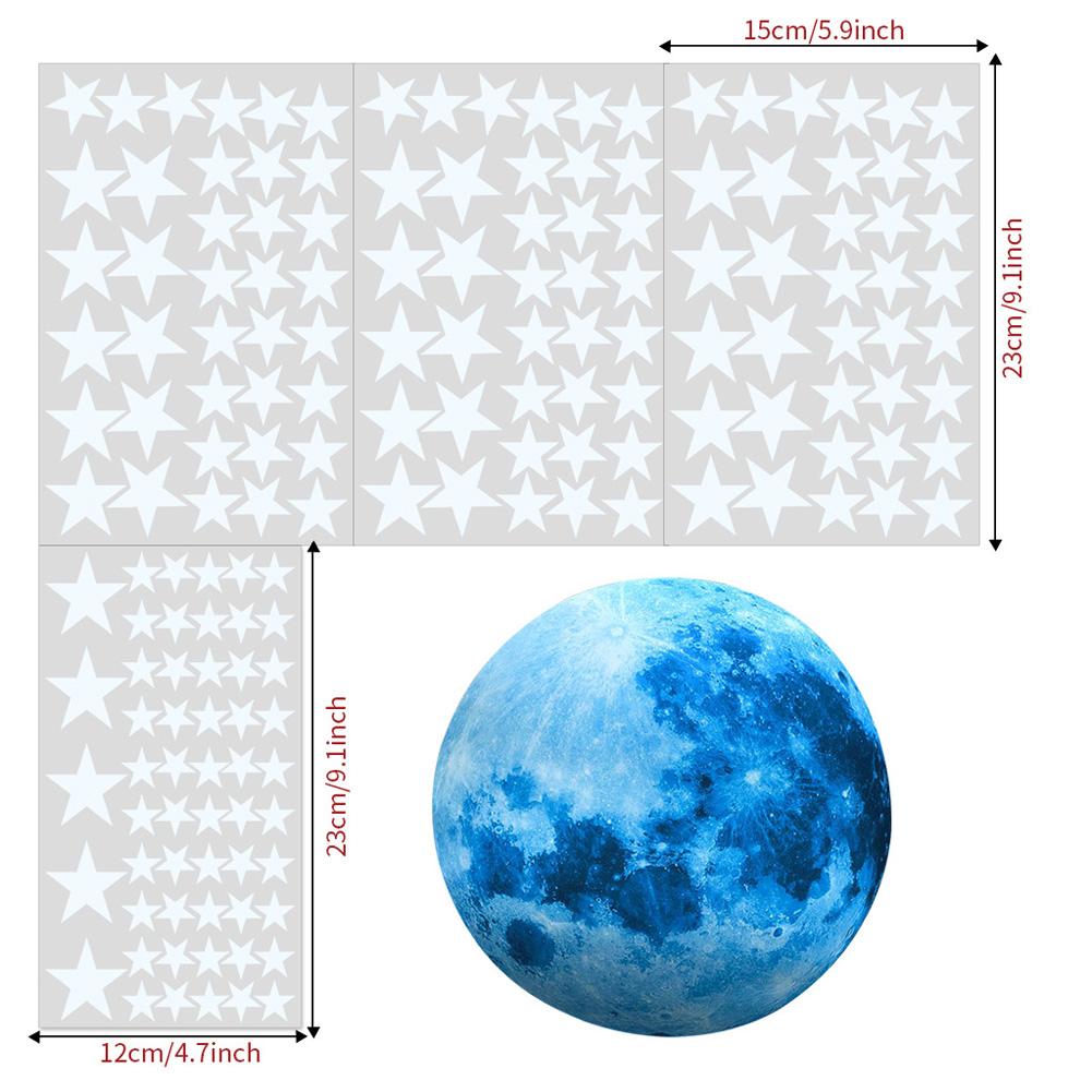 30cm Blue Moon 435pcs Blue Luminous Moon Star Sticker 166pcs Star Decal Decoration