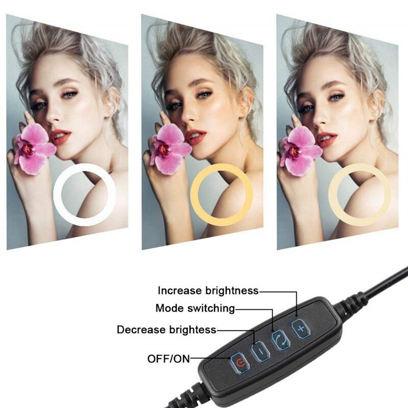 LED Ring Fill Light Bracket, Portable Telescopic Dimmable 26cm Ring Light Mobile Phone Live Tripod