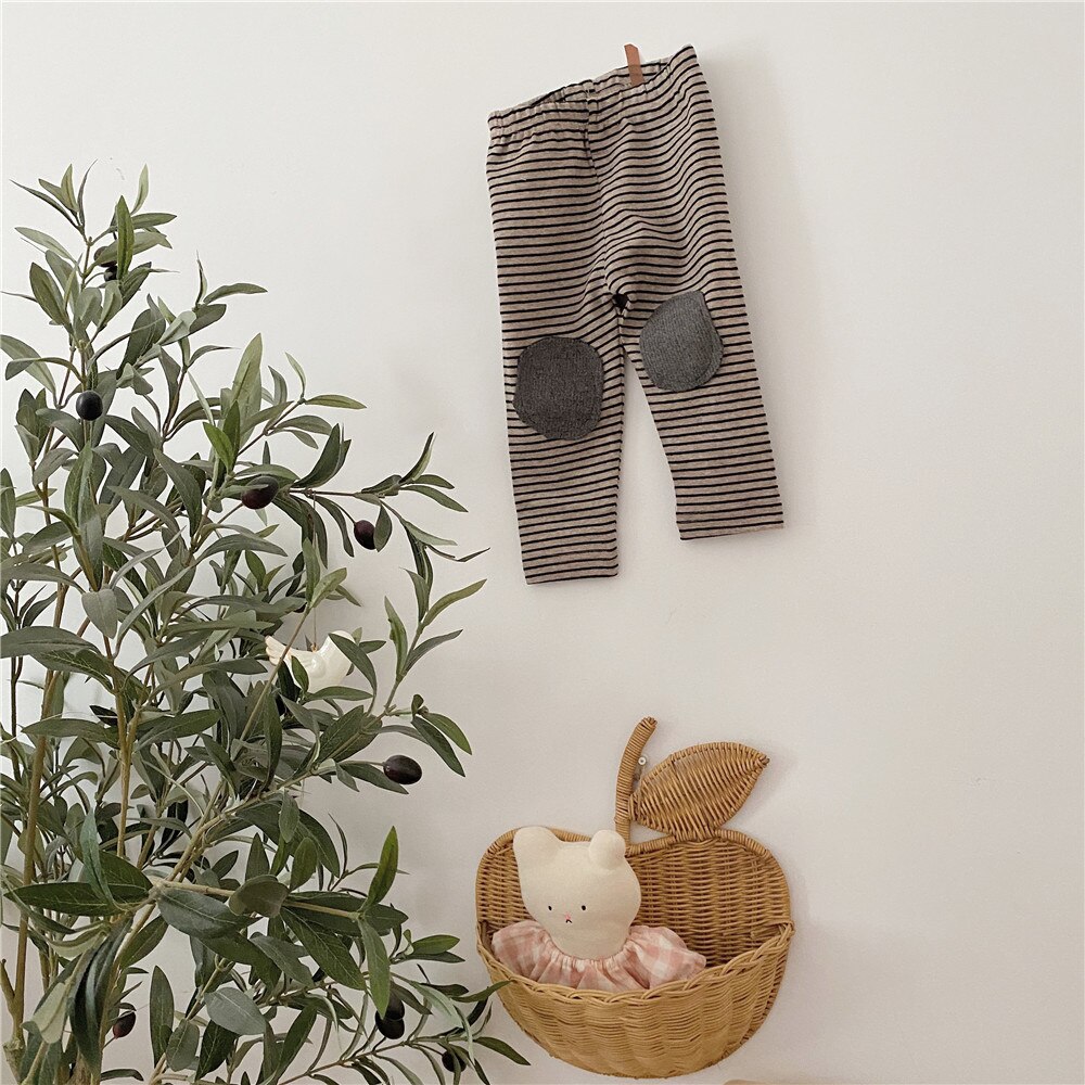 Baby Hosen Gestreiften Baby Gamaschen Herbst Baby Jungen Kleidung Säuglings Mädchen Knie Patch Hosen: 413545343Braun / 9m
