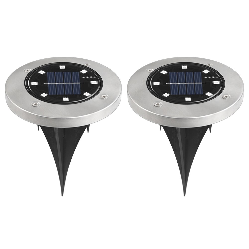 8 LED Solar Ground Light Pathway Landscape Decorative Underground Floor Lamps Garden Decking Yard Lawn Lamps: 2Pcs