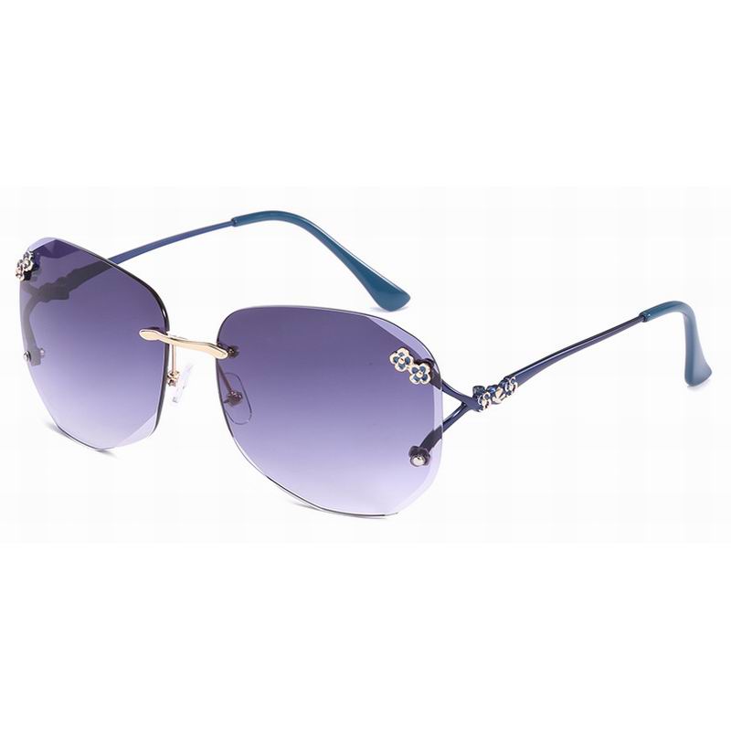 Stil skåret kant polariseret god stor størrelse solbriller solbriller til damer pc linse metalbeslag nr. . 702: Pruple