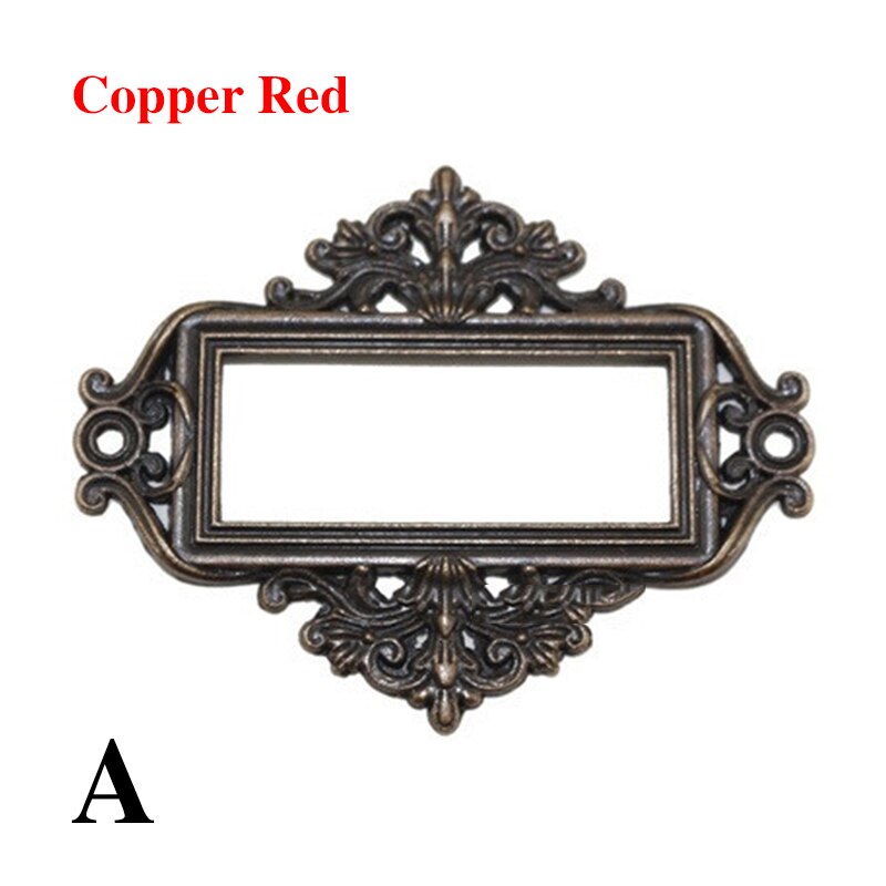 5pcs/Set Retro Furniture Cabinet Drawer Box Case Iron Metal Tag Label Pull Frame Handle File Name Card Holder
