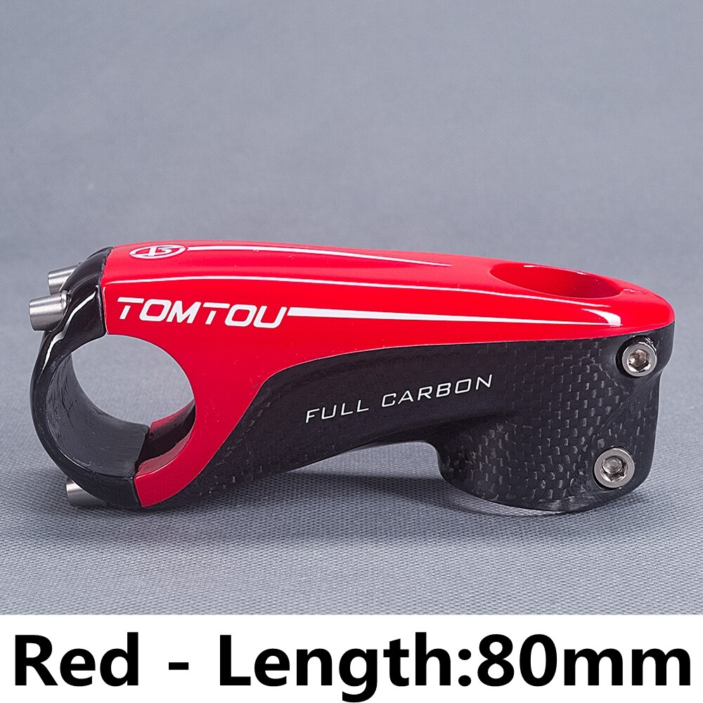 TOMTOU-eje de carbono 3k, ultraligero, para manillar de bicicleta de carretera, 31,8mm, tenedor de bicicleta de montaña, 28,6mm, rojo-T96U58: 80MM
