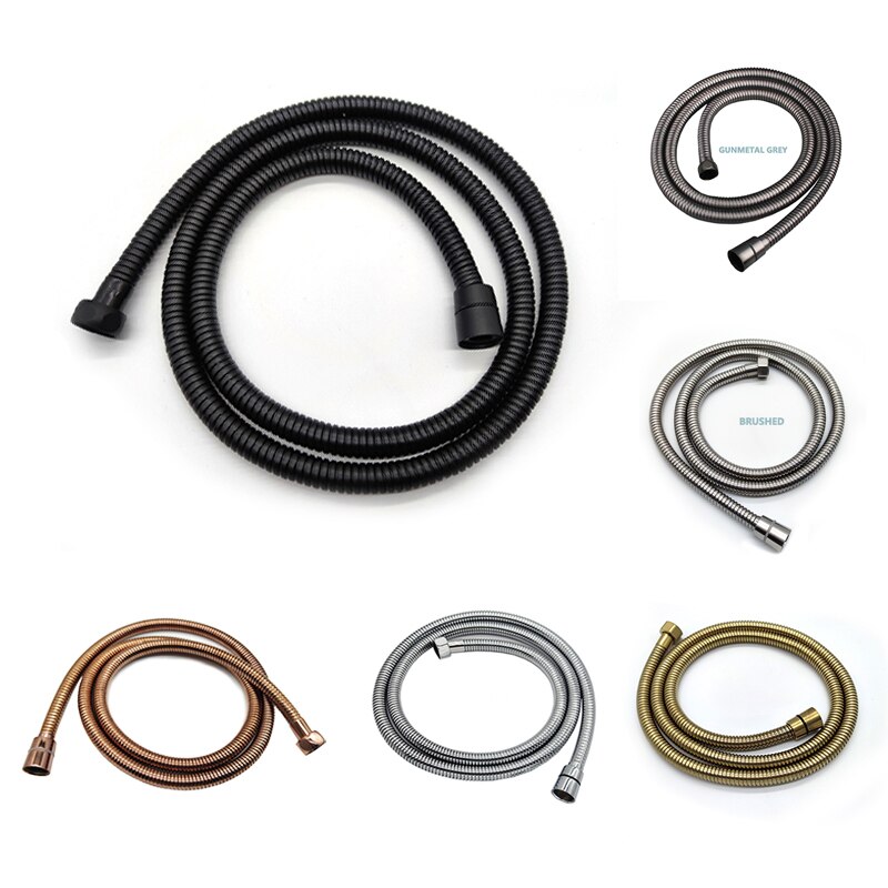 Doucheslang, douchepijp, zwart, roestvrij staal, flexibele doucheslang, lange badkamer, douche, waterslang, verlenging, sanitair, buis, trekbuis (80 cm