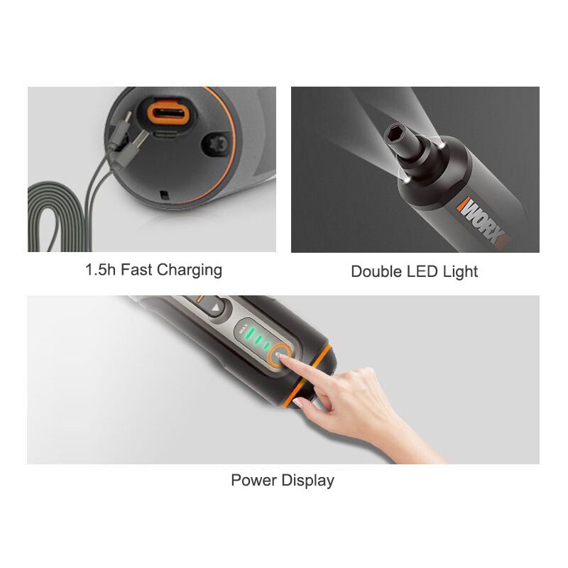 Xiaomi-Mini destornillador eléctrico Worx WX240.1, 4V, inalámbrico, inteligente, recargable por USB, mango con 28 juegos