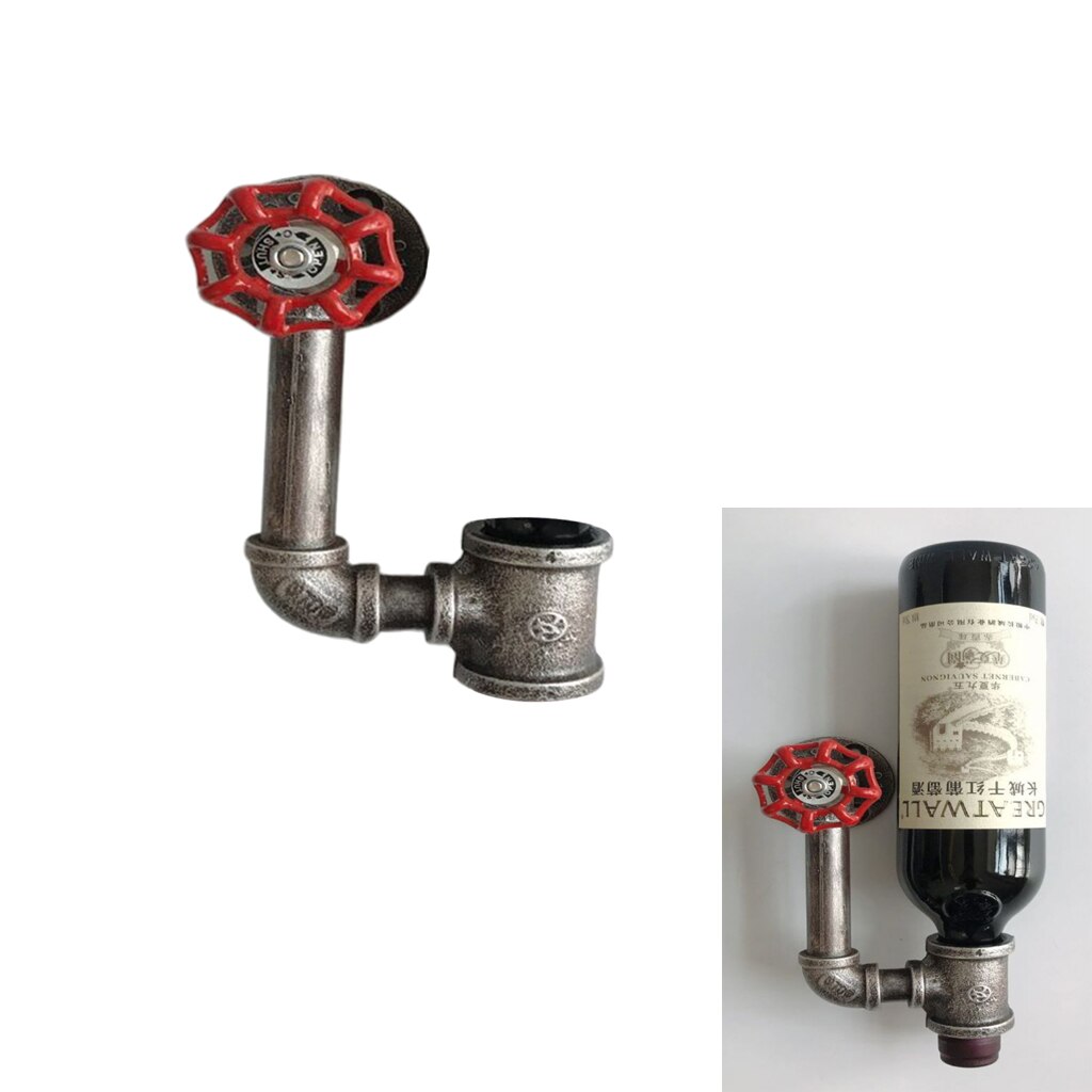 Wall Mounted Metal Wine Bottle Holder Novelty Industrial Themed Space Saving