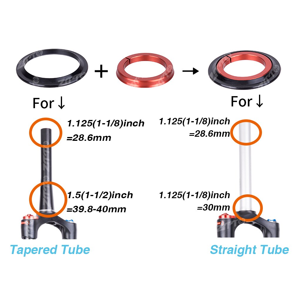 ZTTO MTB Rennrad lenksäule Headset 44mm 1-1/8 "28,6mm Gerade Rohr Gabel MTB Fahrrad rahmen Niedrigen Profil halb-integrierte ZS44