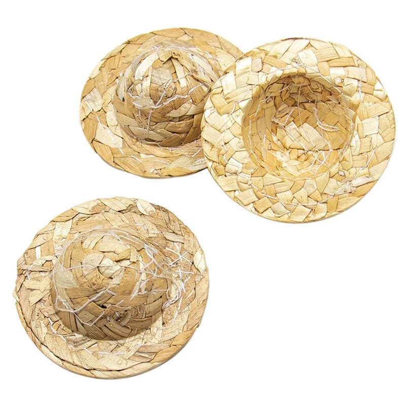 1:12 Dollhouse Straw Hat Miniature Knitting Hat Mini Straw Hat for DIY Craft Decoration Accessories