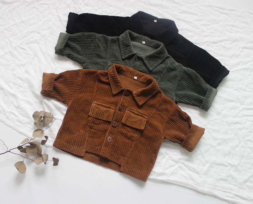 Børne efterårsjakke koreansk børn fløjlsjakke baby drenge løse afslappede frakker outwear jakke til drenge 2-8y