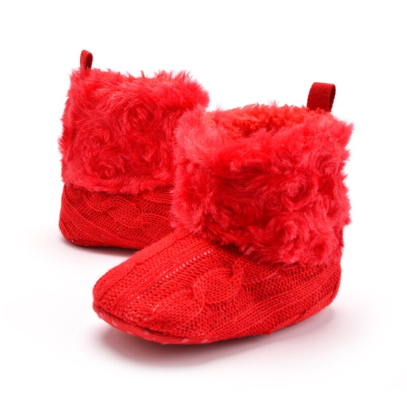 Schattige Baby Anti-Slip Laarzen Peuter Baby Jongen Meisje Knit Crib Schoenen Leuke Cartoon Prewalker Baby Booties: Rood / 13-18 months